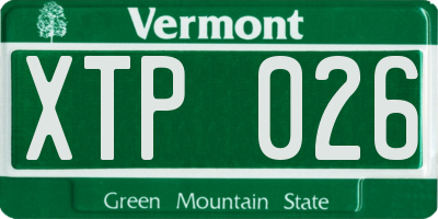 VT license plate XTP026