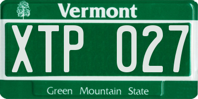 VT license plate XTP027
