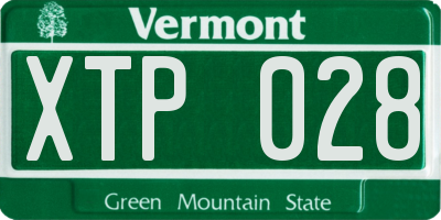 VT license plate XTP028
