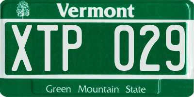 VT license plate XTP029
