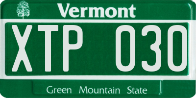 VT license plate XTP030