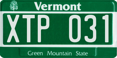 VT license plate XTP031