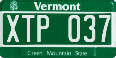 VT license plate XTP037