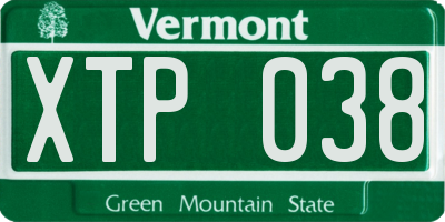 VT license plate XTP038