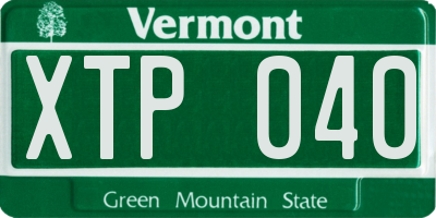 VT license plate XTP040