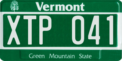 VT license plate XTP041