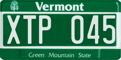 VT license plate XTP045