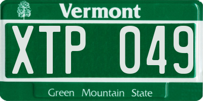 VT license plate XTP049