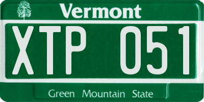VT license plate XTP051
