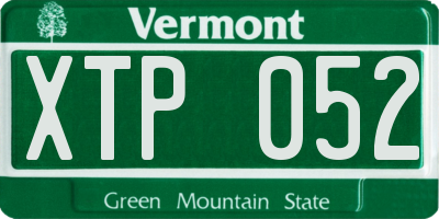 VT license plate XTP052