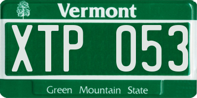 VT license plate XTP053