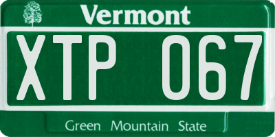 VT license plate XTP067