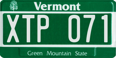VT license plate XTP071