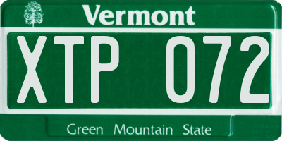 VT license plate XTP072