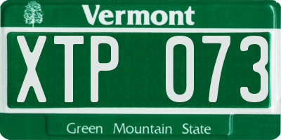VT license plate XTP073