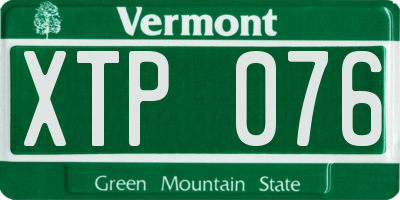 VT license plate XTP076