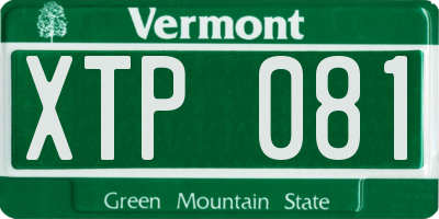 VT license plate XTP081