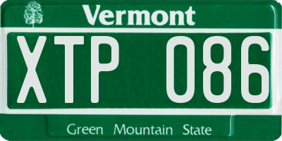 VT license plate XTP086
