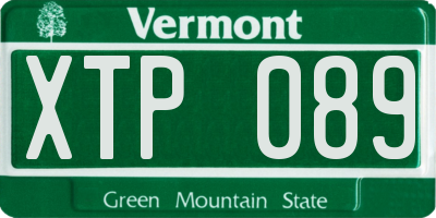 VT license plate XTP089