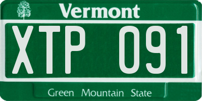 VT license plate XTP091