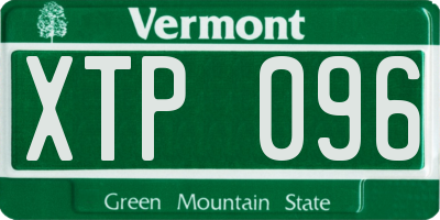 VT license plate XTP096