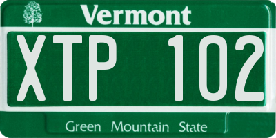 VT license plate XTP102