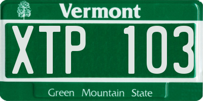 VT license plate XTP103