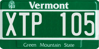 VT license plate XTP105