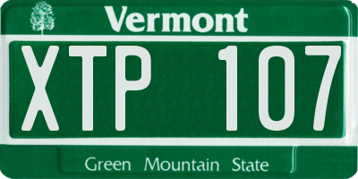 VT license plate XTP107