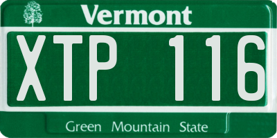 VT license plate XTP116