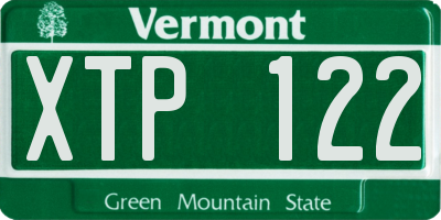 VT license plate XTP122