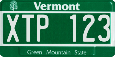 VT license plate XTP123