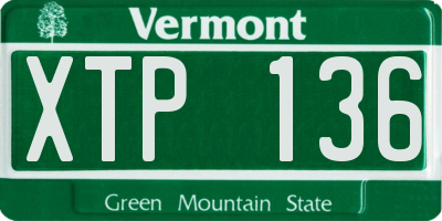 VT license plate XTP136