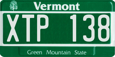VT license plate XTP138
