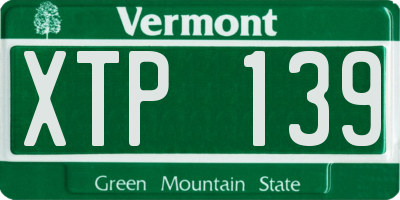 VT license plate XTP139