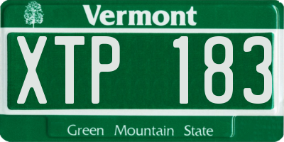 VT license plate XTP183