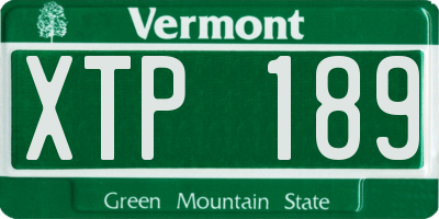 VT license plate XTP189