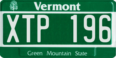 VT license plate XTP196