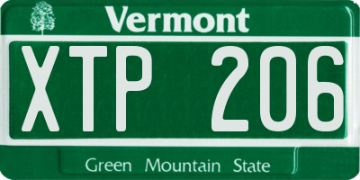 VT license plate XTP206