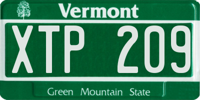VT license plate XTP209