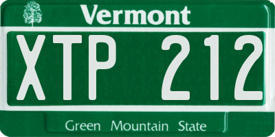 VT license plate XTP212