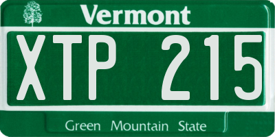 VT license plate XTP215