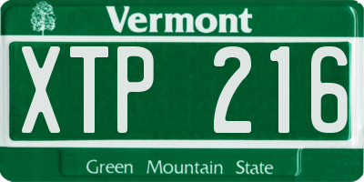 VT license plate XTP216