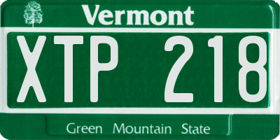 VT license plate XTP218