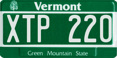 VT license plate XTP220