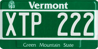 VT license plate XTP222