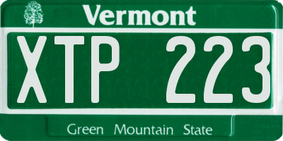 VT license plate XTP223