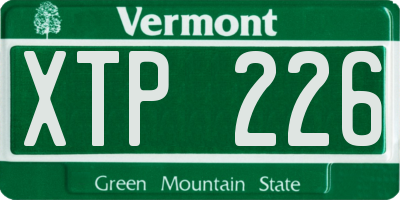 VT license plate XTP226