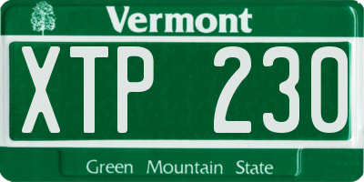 VT license plate XTP230