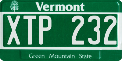 VT license plate XTP232